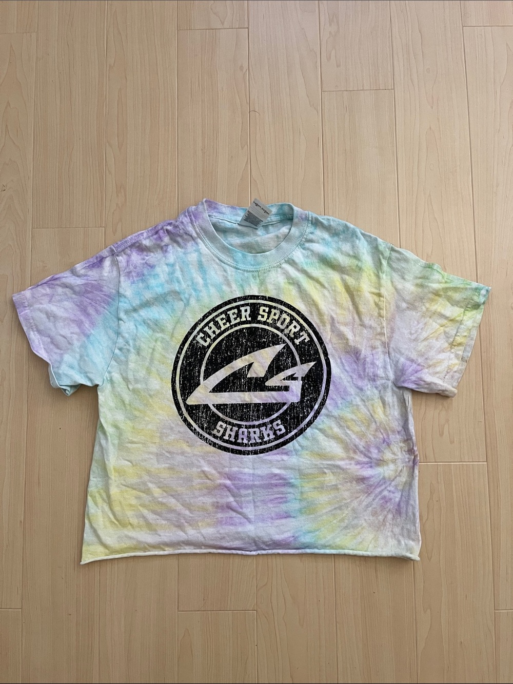 Cheer Sport Sharks Tie-Dye Logo Tee - Pastel Multicolor